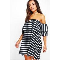 Marissa Stripe Frill Off Shoulder Dress - multi