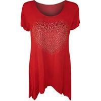 Mandy Heart Stud Hanky Hem Top - Red