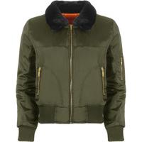 mariam fur bomber jacket green