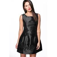 Maddie Lace Applique Prom Dress - black