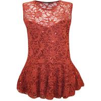 Madisen Lace Sequin Peplum Top - Rust