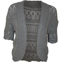 Margaret Crochet Knitted Cardigan - Dark Grey