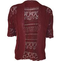 Margaret Crochet Knitted Cardigan - Wine