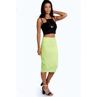 Maddie Jersey Midi Length Tube Skirt - lime