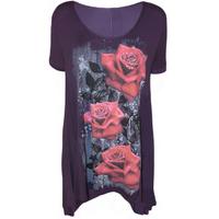 Maura Rose Print T-shirt - Purple