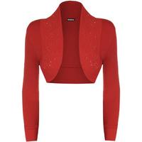 marie long sleeve beaded shrug red