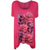 Maura Rose Print T-shirt - Cerise