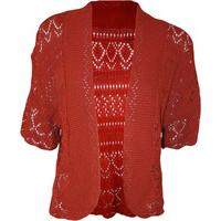 Margaret Crochet Knitted Cardigan - Red