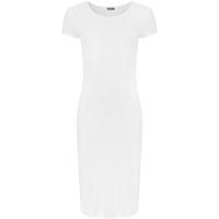 Maybell Curved Hem Short Sleeve Dress - White