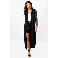 Maxi PU Sleeve Belted Duster - black