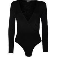 madeline basic wrap plunge bodysuit black