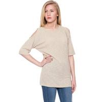 Marcella Short Sleeve Off Shoulder Top - Stone