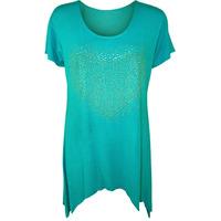 mandy heart stud hanky hem top turquoise