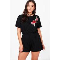 Matailda Embroidered Playsuit - black