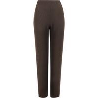 Mariah Straight Leg Ribbed Trousers - Brown