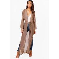 maxi chiffon belted kimono mocha