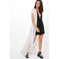 Maxi Belted Mesh Kimono - cream