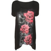 Maura Rose Print T-shirt - Black