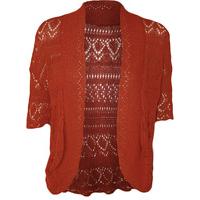 Margaret Crochet Knitted Cardigan - Rust