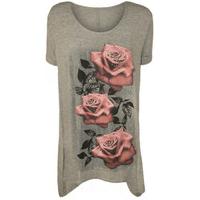 maura rose print t shirt grey