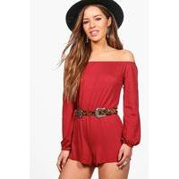 martha off the shoulder playsuit chestnut