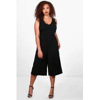 mae deep v neck cullotte jumpsuit black