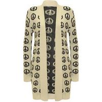 mariana peace sign open knitted cardigan stone