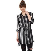 Marisol Striped Shirt Dress - Black