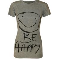 maureen be happy smiley t shirt light grey