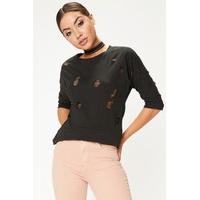 margot black distressed top