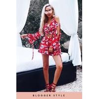 Mary Red Floral Two Piece Set