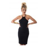 Manhattan Cross Back Bodycon Dress In Black