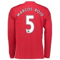 Manchester United Home Shirt 2016-17 - Long Sleeve with Marcos Rojo 5, Red