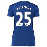 Manchester United Away Shirt 2016-17 - Womens with Valencia 25 printin, Blue