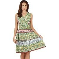 Martildo Fashion Ladies Knee Length Floral Print Crossover Dress women\'s Dress in green