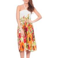 Martildo Fashion Ladies Floral 3 in 1 Cotton Summer Dress women\'s Dress in orange