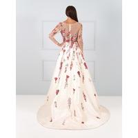 MARI - White Maxi Dress with Red Floral Embroidery