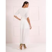 MARISSA - White Playsuit Floor Length Hem and Wrap Over Bodice