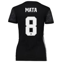 Manchester United Away Cup Shirt 2017-18 - Womens with Mata 8 printing, Black