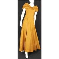 margaret lee size 6 bronze full length a line bridesmaids dress with r ...