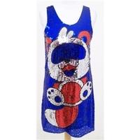 Man Tian size S blue, red silver sequin embellished dress