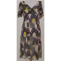 marks spencer size 8 grey purple yellow frilled dress