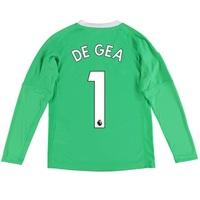 Manchester United Away Goalkeeper Shirt 2017-18 - Kids with De Gea 1 p, Green