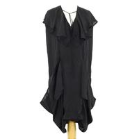 malene birger size 12 black casual draped dress with waterfall necklin ...