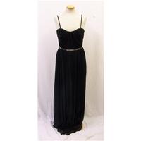 mango size m black silk crepe effect evening dress