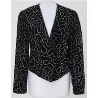 Ma-Sai, size 16 black & silver patterned velvet jacket