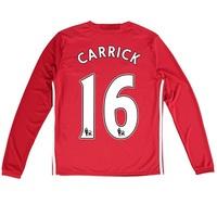 manchester united home shirt 2016 17 kids long sleeve with carrick red