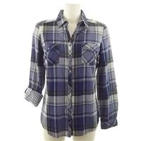 marks and spencer size 12 blue checked long sleeved shirt ms marks spe ...