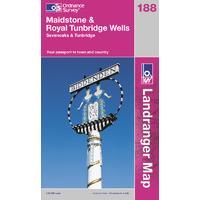 Maidstone & Royal Tunbridge Wells - OS Landranger Active Map Sheet Number 188