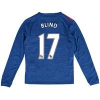 Manchester United Away Shirt 2016-17 - Kids - Long Sleeve with Blind 1, Blue